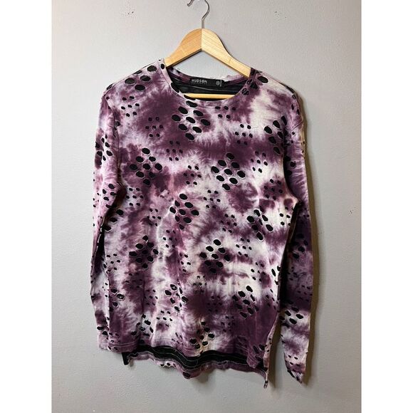 Hudson Outerwear Purple Tie Dye Crew Neck Sweatshirt Women’s Size M - Picture 2 of 10